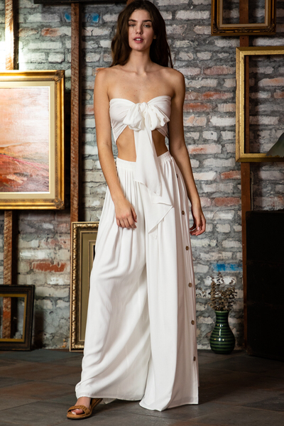 White Crop Top and Wide Leg Pant-SIZES MUST MATCH
