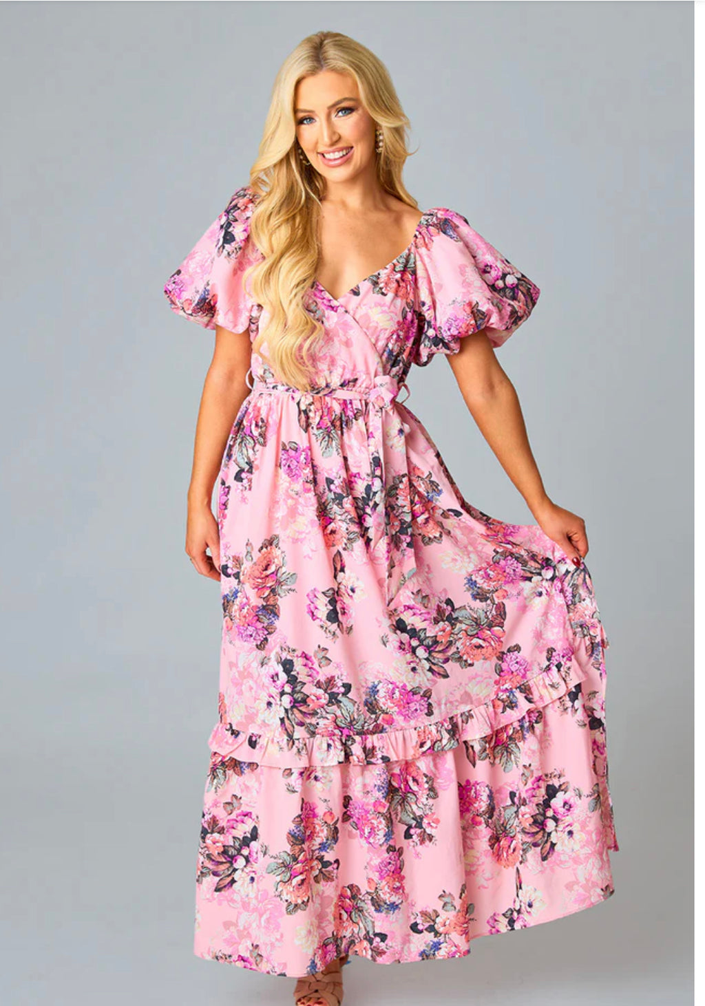 Sydney Pink Floral Maxi Dress