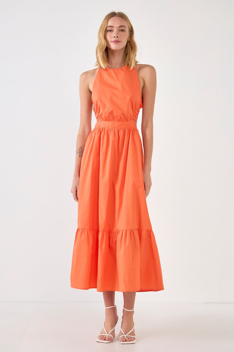 Orange Strappy Backless Maxi