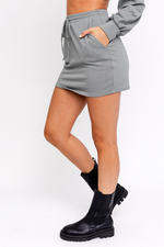 Olive Drawstring Mini Skirt