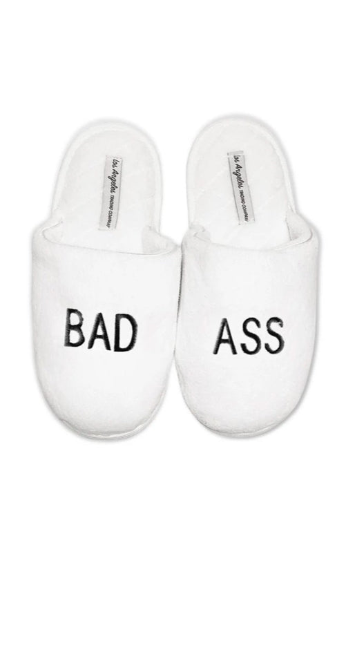 Bad Ass White Plush Slippers