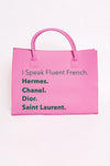 Fluent French Vegan Tote-Guava