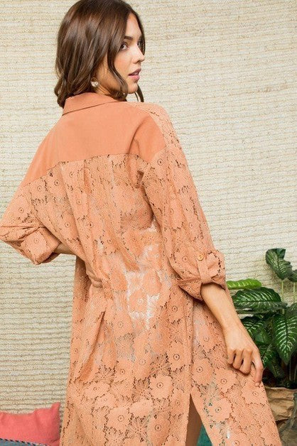 Pale Rust Floral Duster