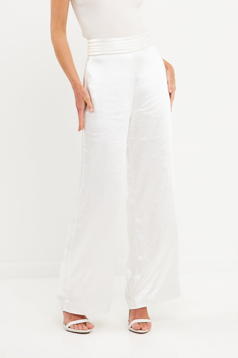 White Satin Tuxedo Pants