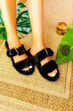 Open Toe Faux Fur Sandals