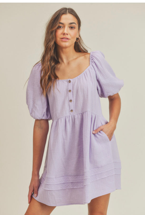 Puff Sleeve Lilac Dress