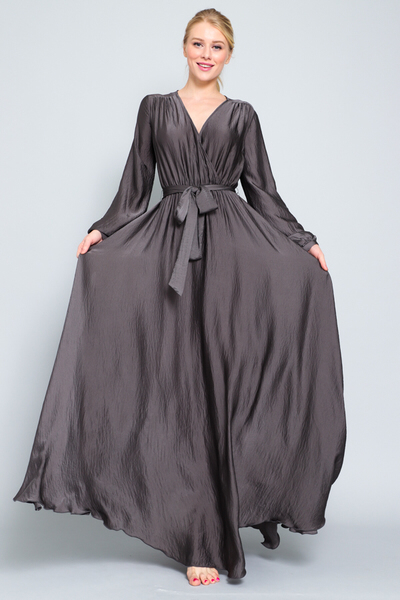 Long Sleeve Charcoal Maxi Dress