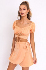 Orange Flare Satin Skirt