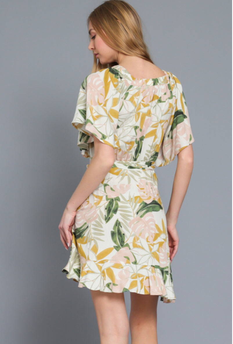 Sand Tropical Short Wrap Dress