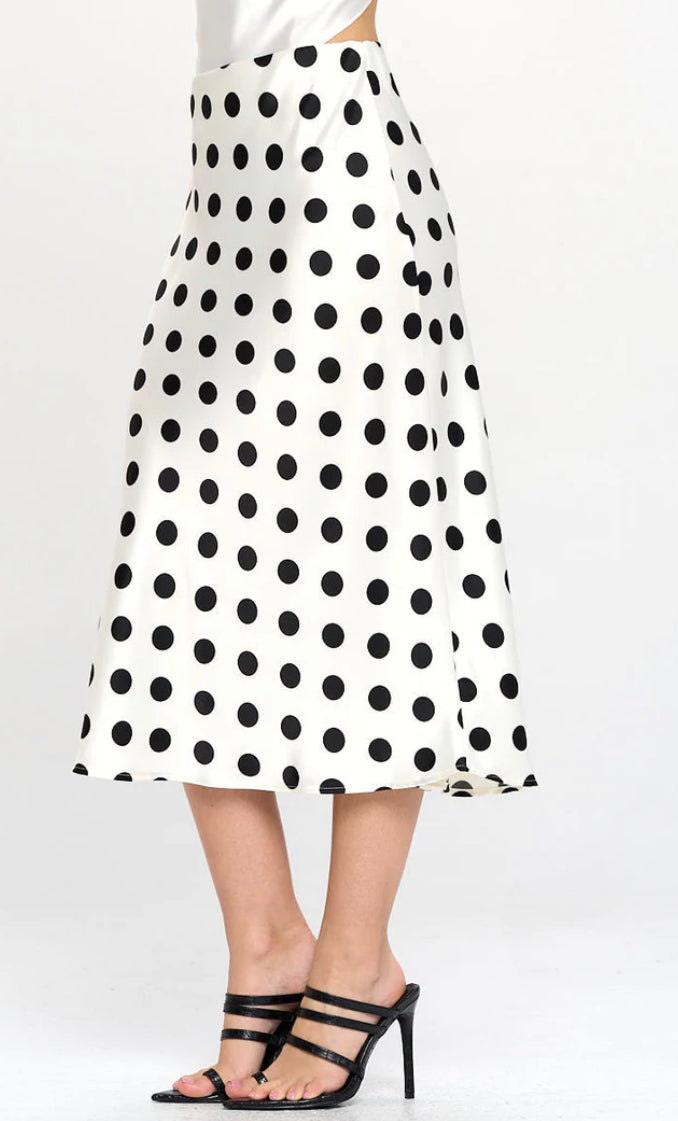 Satin Polka Dot Skirt