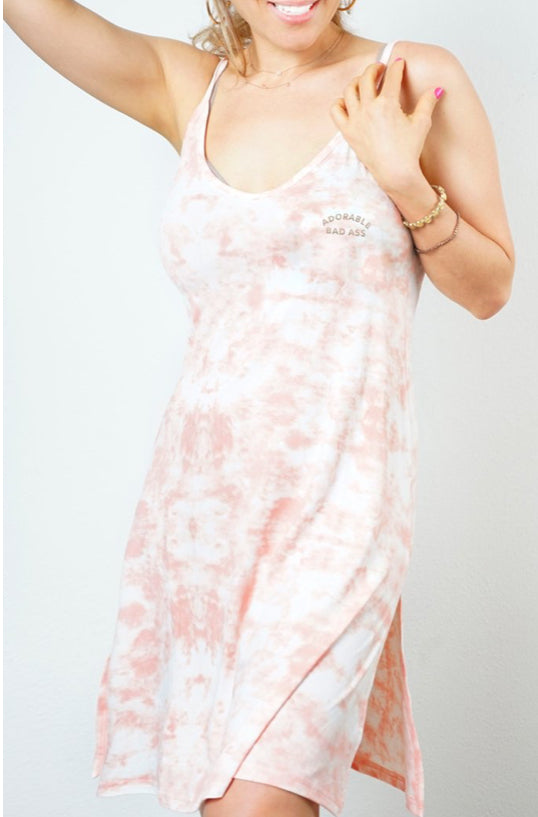 Adorable Bad Ass Pink Tie Dye Slip Dress