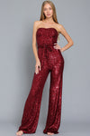 Sequin Burgundy Tube Jumpsuit