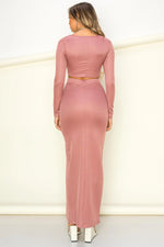Mauve Two Piece Crop Skirt Set