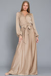 Long Sleeve Belted Maxi Dress