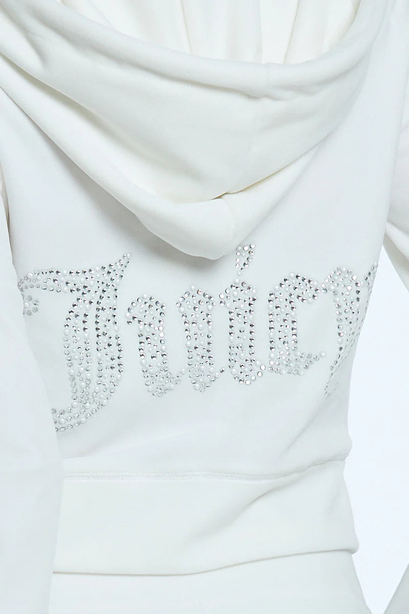 Pearly Big Bling Velour Hoodie