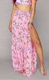 Pink Corsage Swimsuit Coverup Maxi Skirt