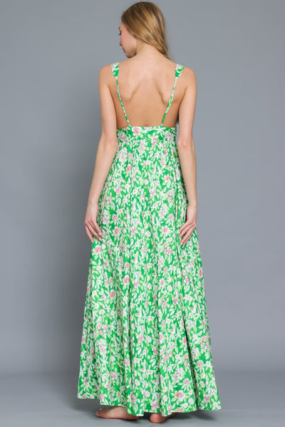 Green and Pink Maxi Dress