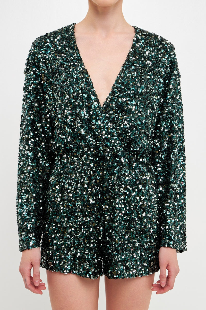 Jade Sequin Sparkle Romper