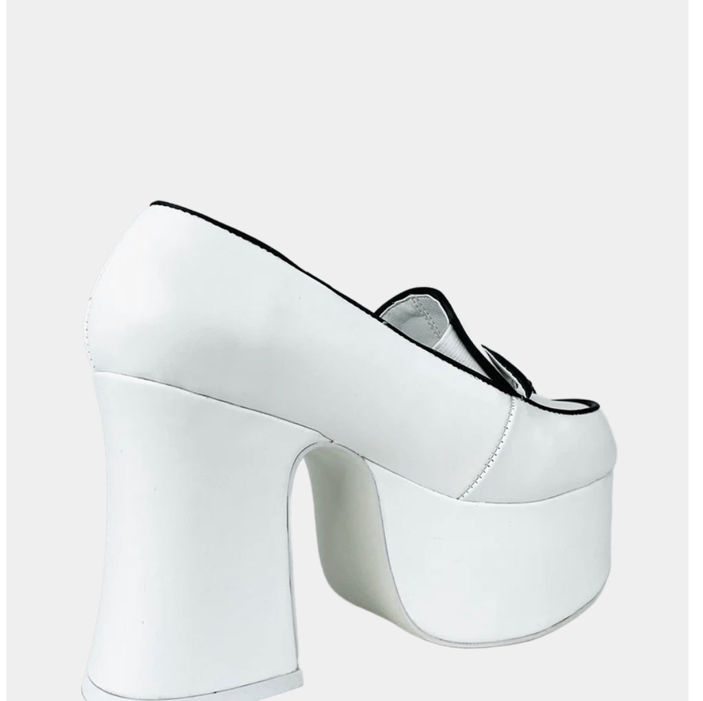 Black and White Bat Chunky Heel