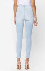 High Rise Light Denim Destroyed Skinny Jean