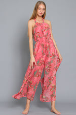 Red Floral Halter Jumpsuit