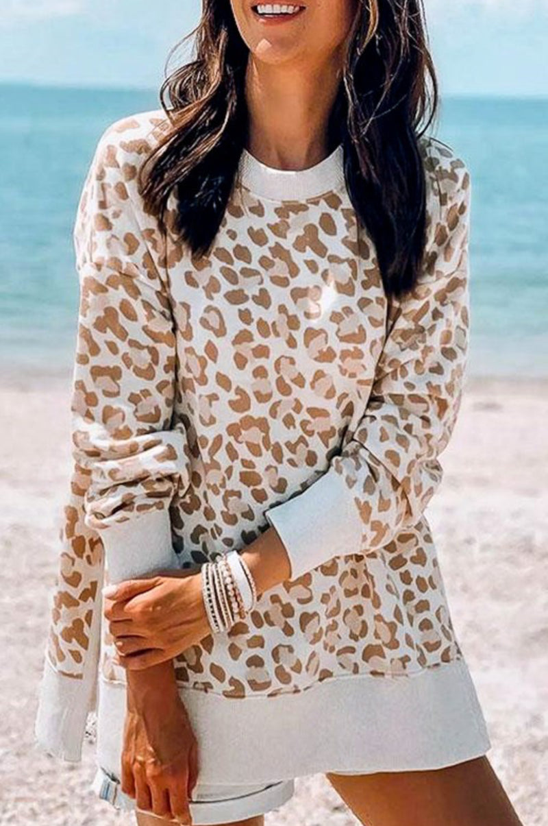 Leopard Print Side Slit Top