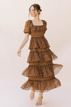 Brown Ruffle Midi Dress