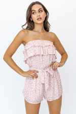 Strapless Tiered Floral Romper