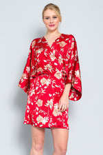 Red Kimono Wrap Shortie Dress