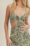 Mint Leopard Cut Out Midi Dress