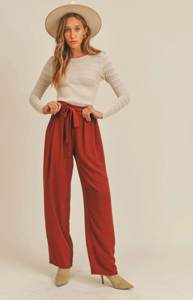 Some Say Rust Wide Leg Pants