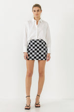 Sequins Check Mini Skirt