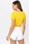 Yellow Short Sleeve Crop Top