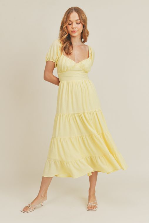 Sweetheart Yellow Midi Dress