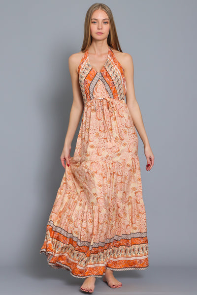 Peach Multi Halter Dress