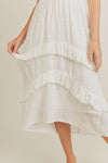 Tiered White Ruffle Maxi Dress