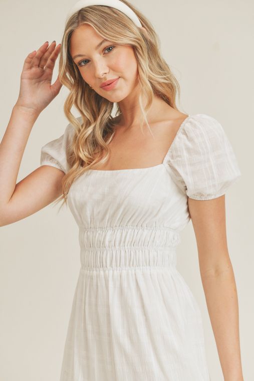 Tiered White Ruffle Maxi Dress