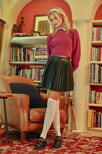 Pleated Vegan Leather Skirt