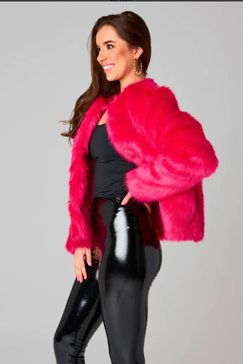 Baddie Hot Pink Faux Fur Jacket