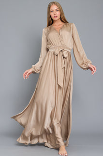 Long Sleeve Belted Maxi Dress