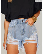 Elvis Crystal Blue Denim Shorts