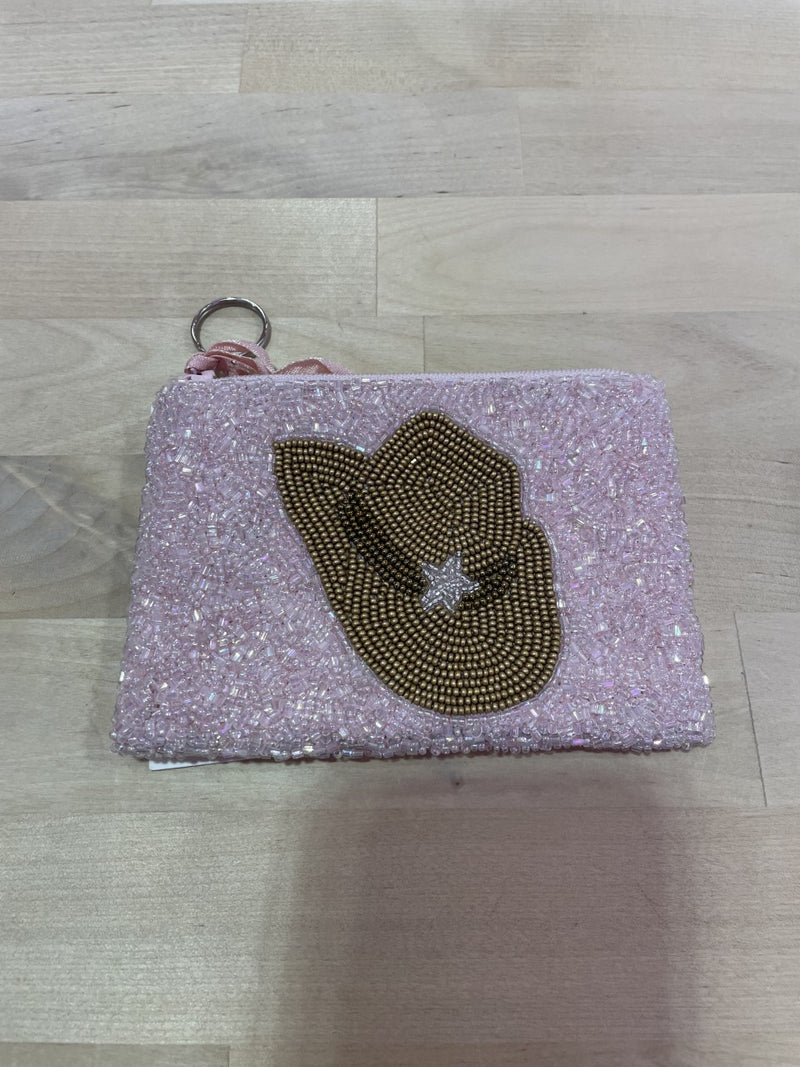 Small Coin Purse-Cowboy Hat Pink Gold