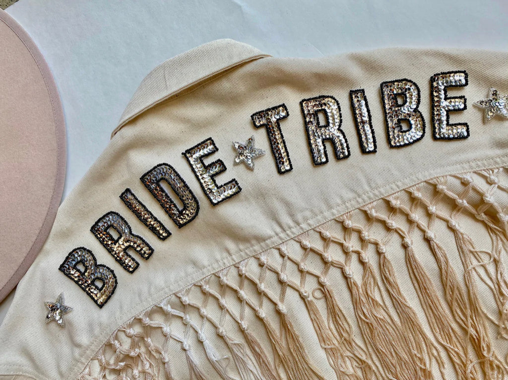 Bride Tribe Cream Washed Denim Jacket