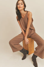 Sleeveless V Neck Jumpsuit