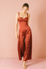 Satin Bronze Palazzo Jumpsuit