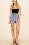 Striped Paper Bag Waisted Shorts