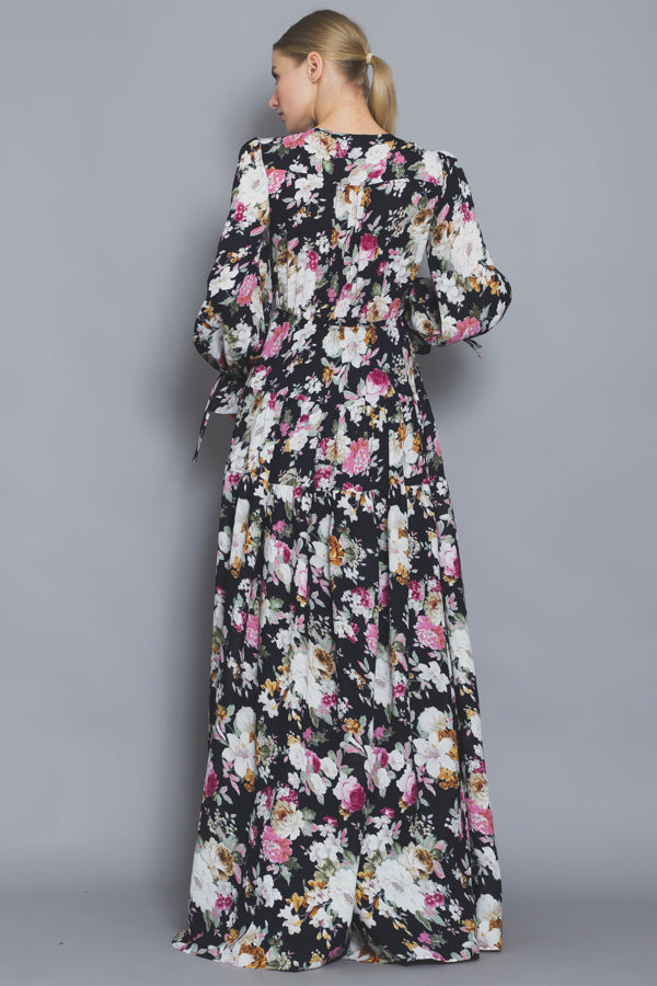 Long Sleeve Tiered Floral Maxi Dress