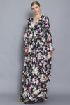 Long Sleeve Tiered Floral Maxi Dress