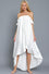 White Tube Ruffle Sleeve High Low Hem Dress