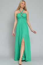 Green with Envy Halter Cut Out Maxi Dress